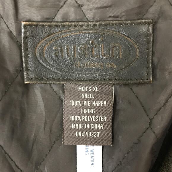 Austin Clothing Co Leather Jacket Mens XL Brown Zip Bomber Pig Nappa Quilted - Picture 14 of 16